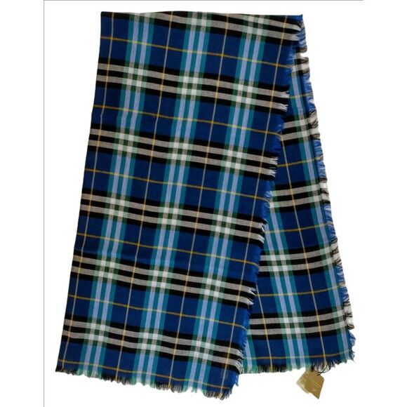 Burberry Canyan Blue Castleford Check Light Weight Large Scarf Shawl - Picture 1 of 4